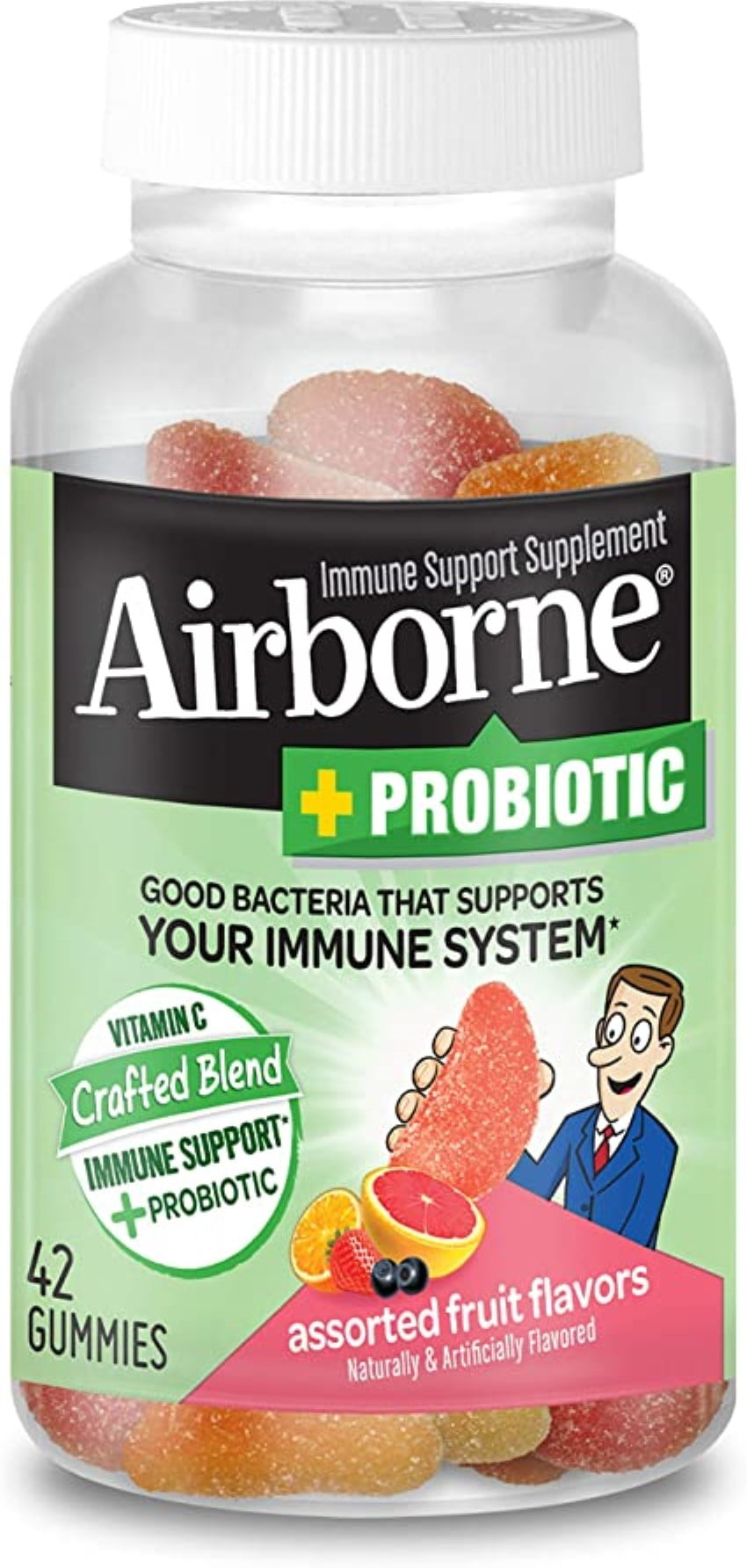 4 Pack Airborne Plus Probiotic Gummies, 42 count 750mg of Vitamin C