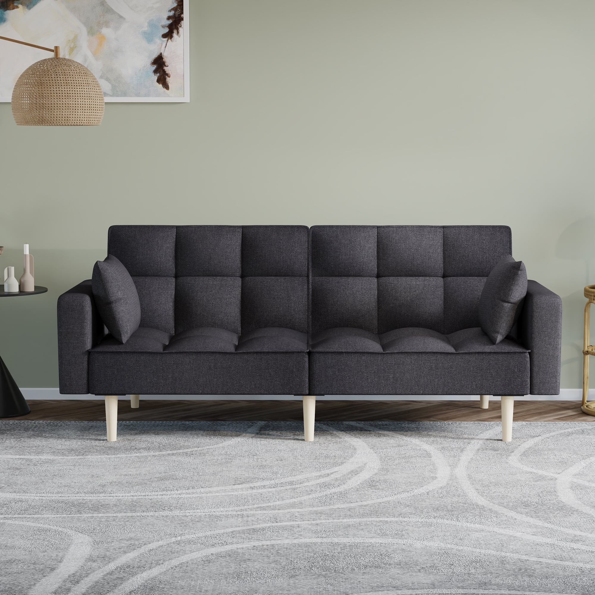 WhizMax 78" W Linen Futon Sofa Bed with Heavy Duty Foundation and