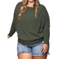 thumbnail image 2 of Women'S Long Sleeve Round Neck Soft Basic Batwing Sleeve Knitted Loose Pullover Autumn Fashion Clothing Army Green XXL, 2 of 7