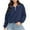 Navy, variant on HUJlwoi Women's Half Zip Tops Fleece Long Sleeve Cropped Sweatshirt Drawstring Lightheight Sport Workout Pullover