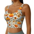 thumbnail image 2 of Xecao Autumn Pumpkin Blossoms for Sports Bra with Removable Pads, Crop Tank Top Design, Women's Longline Sports Bra - Non-Wired-XX-Large, 2 of 8
