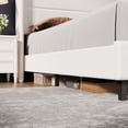 thumbnail image 1 of Soft Upholstered Platform Bed Frame with Wingback Headboard – Sturdy Wooden Slats, No Box Spring Needed, Easy Assembly, Noise-Free – Full Size, White Flannel, 1 of 7
