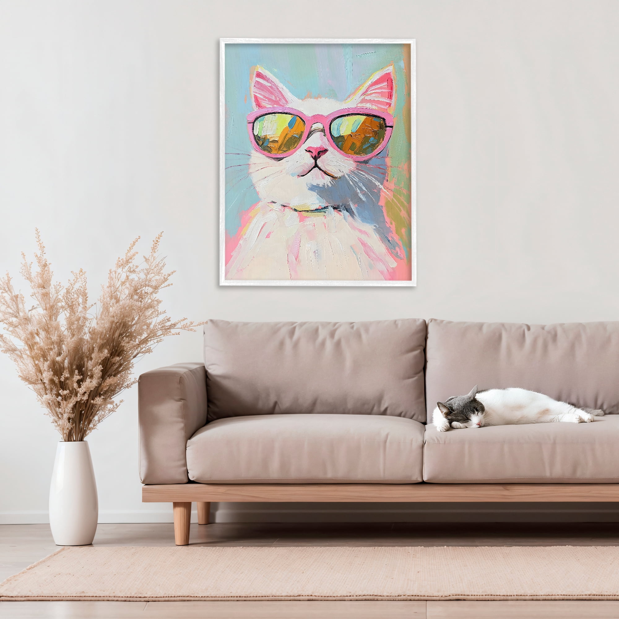 Stupell Industries Cool Cat in Sunglasses White Framed Giclee Art, design by The Prints Vibe