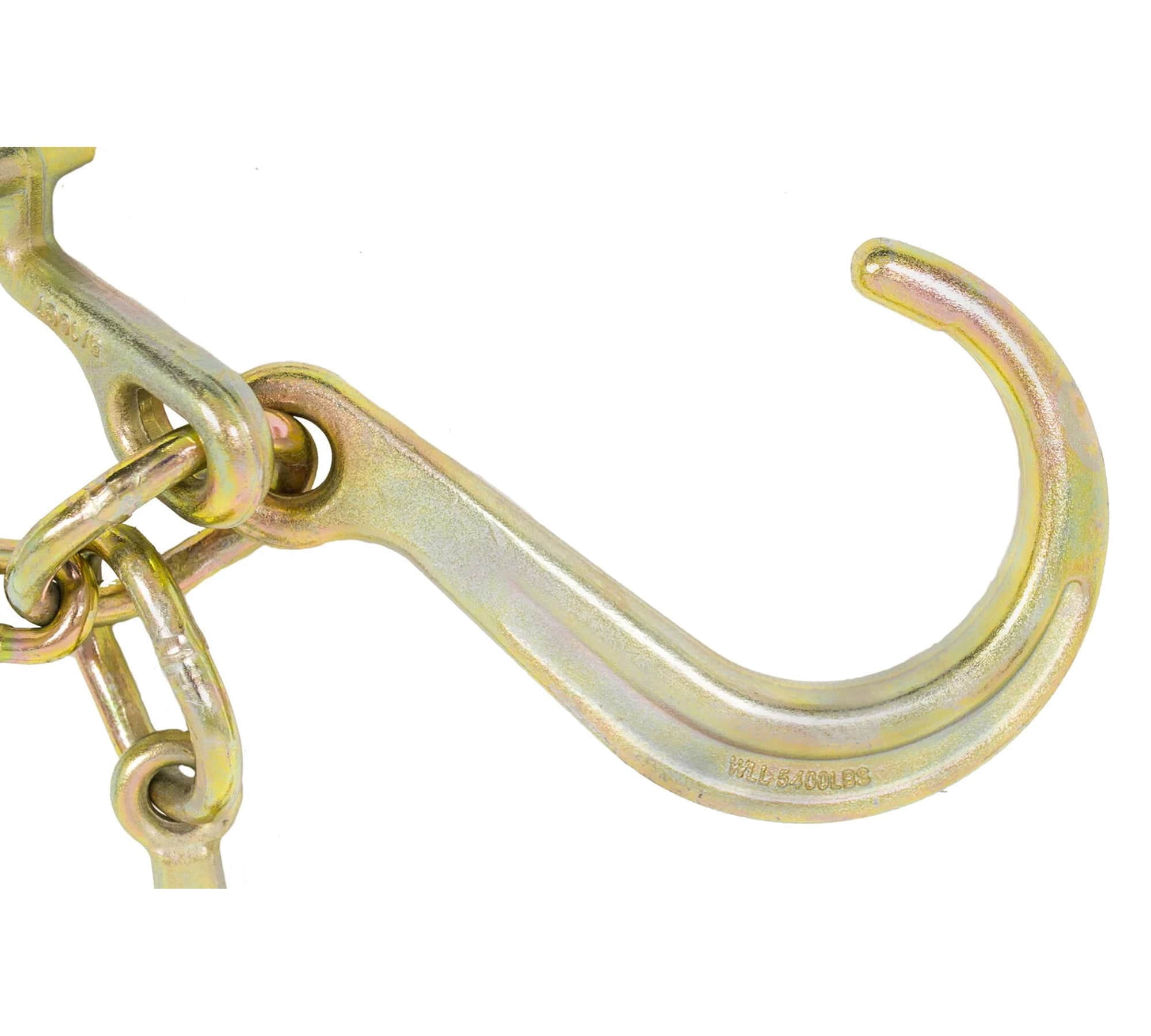 (2 Pack) 5/16'' x 3'  G70 V-Chain Bridle w/ 8" Medium J Hooks, T- Hook & J-Hook w/ Grab Hooks 3' Legs 4700 lbs WLL