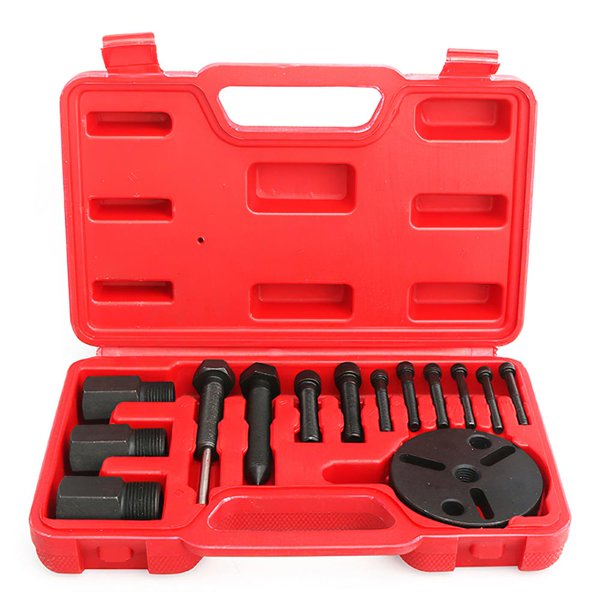 Scienceny 14 Uds A/C extractor de embrague de compresor Kit de extractor de embrague de compresor conjunto de instalador de embrague de compresor de acero Automoción decorativa y accesorios Scienceny VI005072-00