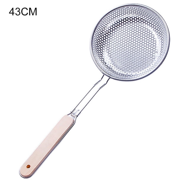 Injueey Colador, colador, fideos, espátula para cocinar, Pasta, aceite, cuchara, colador, herramienta de cocina, mango de madera, acero Cocina y Comedor 20#