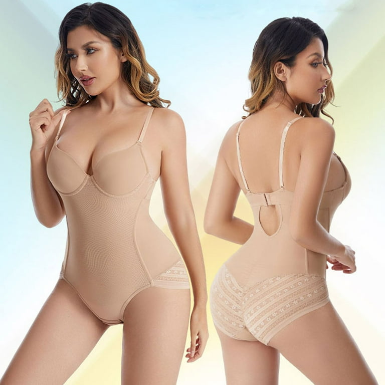 Herrnalise One Piece Body Shaper for Women Firm Tummy Compression Bodysuit  Shaper with Butt LifterHigh-Waisted Body-Shaping Sling Corset with Chest  Support White 
