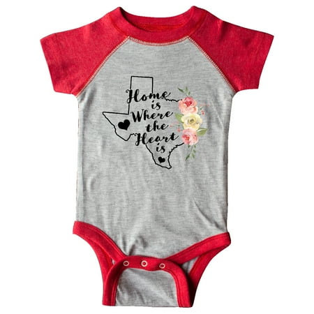 

Inktastic Texas Home is Where The Heart is with Watercolor Floral Gift Baby Girl Bodysuit