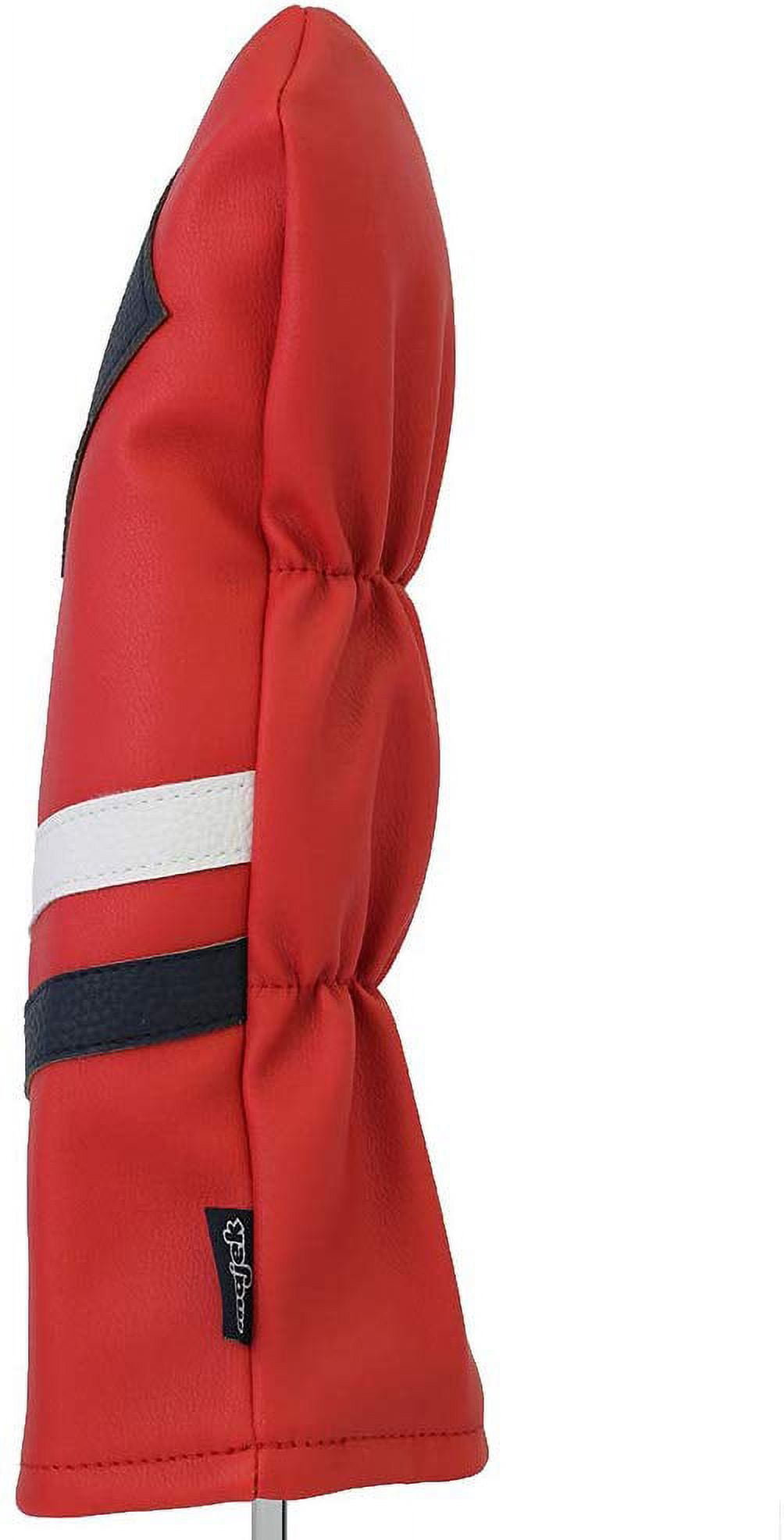 Majek Retro Golf Headcovers Red with White and Blue Stripe Vintage Leather Style 1 H Driver and Hybrid Head Cover Classic Look
