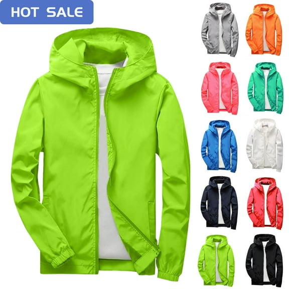 Children's Solid Color Recreational Sports Long Sleeve Hooded Blouse Outdoor Hooded Jacket Waterproof Windproof Cardigan Jacket For Kids