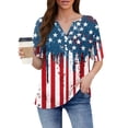 thumbnail image 3 of Abcomgle Womens Tshirts Short Sleeve Patriotic Shirts 4th Of July Shirts Button V Neck American Flag Graphic Tees Independent Day Shirts,Red XL, 3 of 4