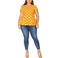 thumbnail image 2 of Agnes Orinda Women's Plus Size Tops Peplum Hem Short Sleeve Summer Polka Dot Shirts Blouses 3X Orange, 2 of 7