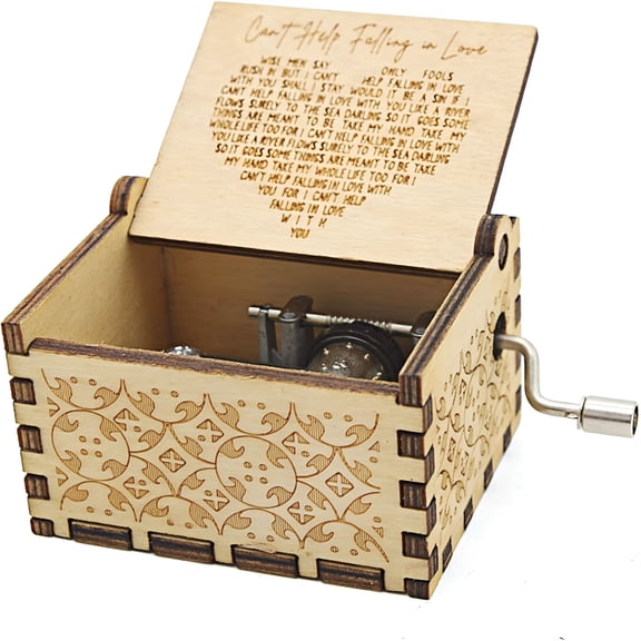 XIBUFE 2026 New Falling in Love Wood Music Box,Antique Engraved Musical Boxes Case for Loved One Wooden Music Box-Gifts for Lover,Boyfriend,Girlfriend,Husband,Wife (Wood)