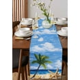 thumbnail image 4 of Summer Palm Tree Table Runner Cotton Linen 48 Inch Holiday Dresser Scarves, Beach Ocean Coastal Starfish Shells Tablerunner for Kitchen Coffee Dining Bedroom Living Room Dinner Scarf Décor 13''x48'', 4 of 9