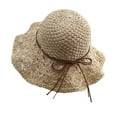 thumbnail image 2 of Lroveb Sun Hats for Women Summer Beach Wide Brim Upf 50+ Panama Fedora Foldable Packable Hat Floppy Straw Hat, 2 of 6