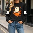 thumbnail image 2 of Byworldtasic Halloween Spooky Season Shirt for Women Cute Ghost Long-Sleeve Pullover Tops Lightweight Sweatshirt, 2 of 8