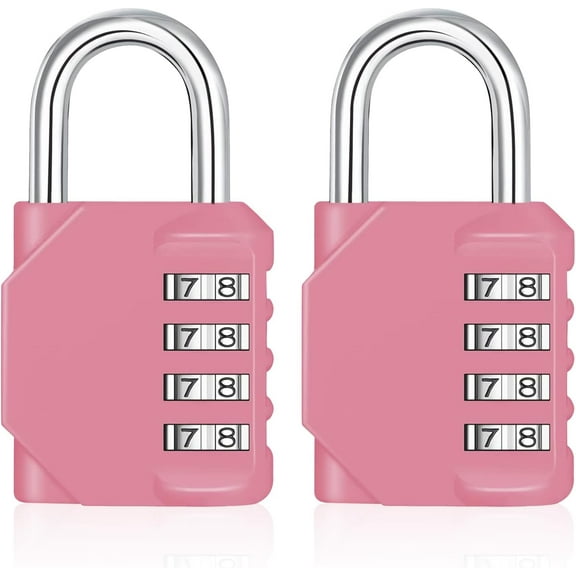 Combination Lock Outdoor 2 Pack, 4 Digit Resettable Weatherproof Combination Padlock for Gym, School, Gates, Doors, Hasps Storage (Pink, 2 Pack)