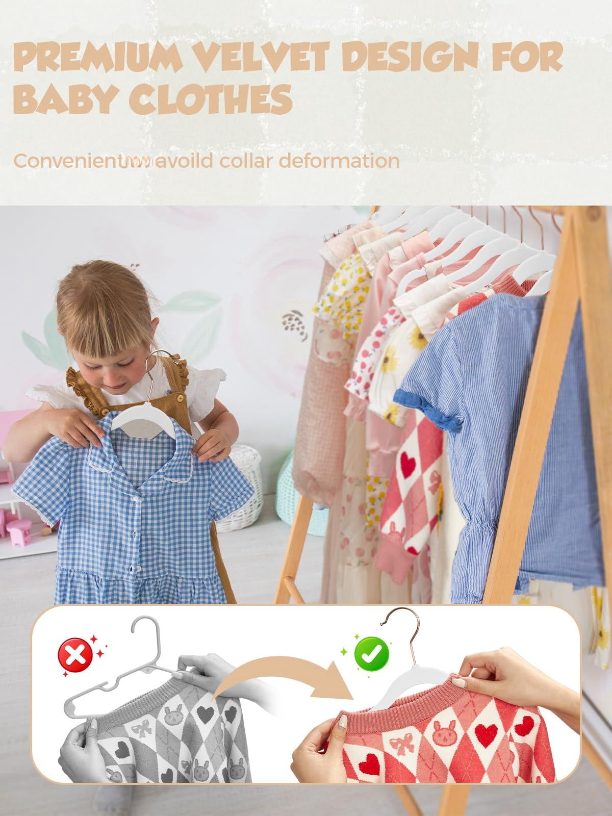 White 11 inch-50P Felt Non-Slip Clothes Hangers for Closet Storage