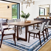 FairOnly Navy Blue 8'x10'Modern Mottled Border Area Rug for Living Room Ultra Thin Low Pile Machine Washable Stain Resistant Non-Slip Rug for Bedroom Kitchen Dining Room