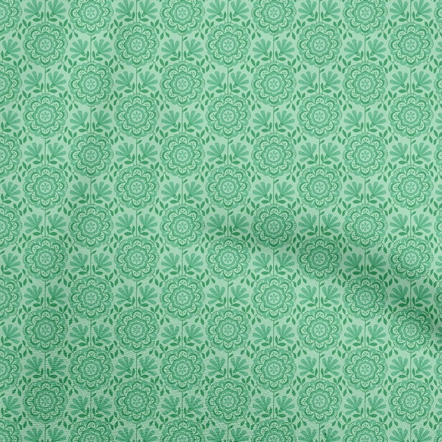 oneOone Rayon Sea Green Fabric Asian Ornamental Craft Projects Decor Fabric Printed By The Yard 56 Inch Wide