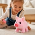 thumbnail image 6 of Walking Spotted Pig Pet Piggy Interactive Crawling Piglet Electronic Plush Toy Pig Oink Twitch Nose Wag Tail Animated Gifts for Toddlers Birthday, 7'' White, 6 of 6