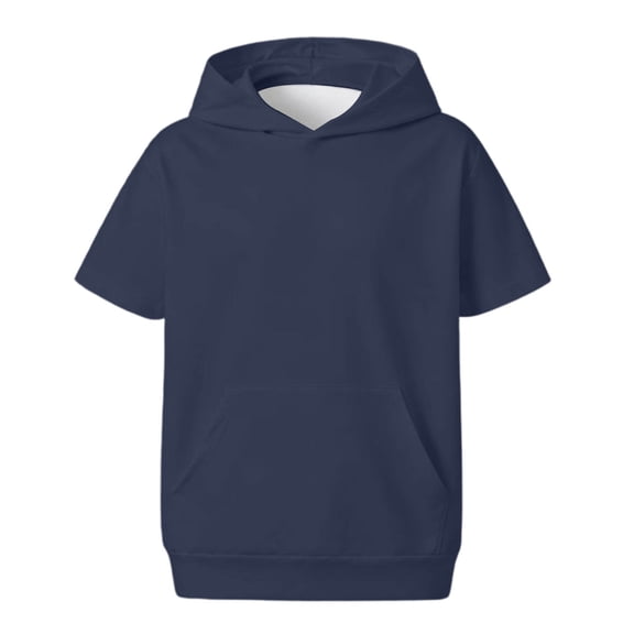Big Boys' Graphic Pullover Hoodie Short Sleeve Loose Sweatshirts Casual Athletic Pullovers with Pocket Cozy Outfits Pullover ,Size 11-12T , Blue