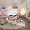 thumbnail image 4 of BAMBOOHOMIE Makeup Vanity Stool, Foldable Foot Stool for Vanity with Bamboo X Legs, Ottoman Foot Rest Chair with Small Padded, Modern Vanity Chair for Makeup Room Bedroom Living Room (Pink), 4 of 7