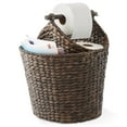 thumbnail image 5 of Casafield Toilet Paper Magazine Storage Basket with Roll Holder, Natural - Woven Water Hyacinth Wicker Bathroom Storage Bin, 5 of 8