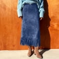 thumbnail image 4 of HBBIKVI Maxi Vacation Skirts for Women Boho Tiered Ruffle Skirt with Solid Color Drawstring Elastic Waist and Pockets for Casual Vacation, 4 of 6