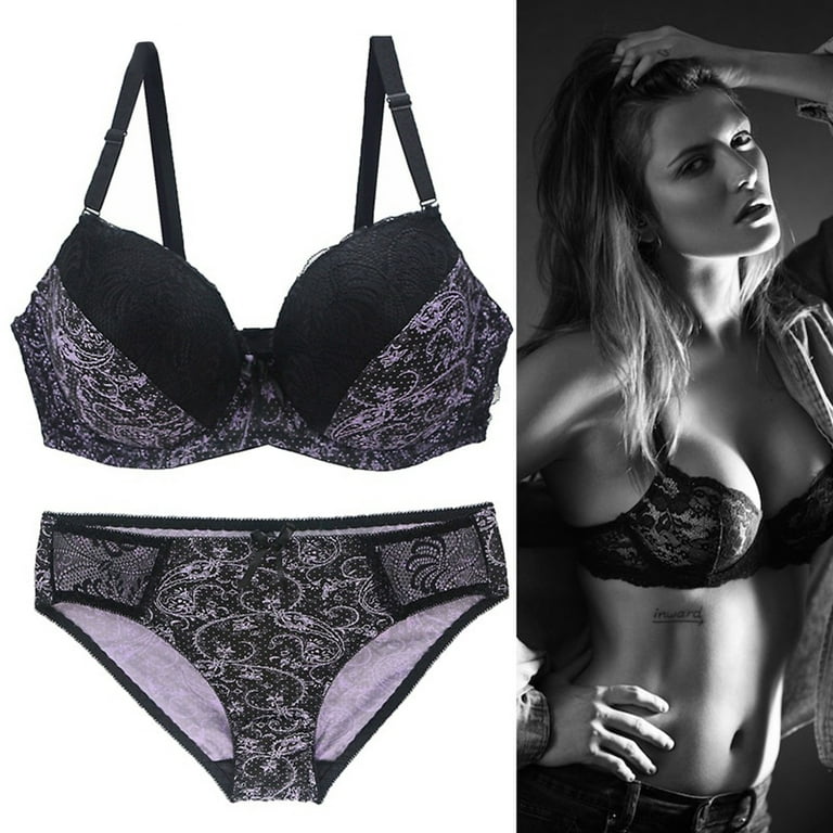 Sexy Thong Lace Push Up Bra Set Lingerie Women Underwear Sets Intimates  Embroidery Floral Big Size Bra Brief Sets : : Clothing, Shoes &  Accessories