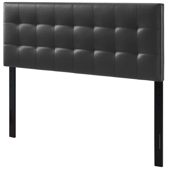Tufted Headboard, Queen Size, Black, Faux Vinyl Leather, Bedroom, Modern Contemporary HB34972