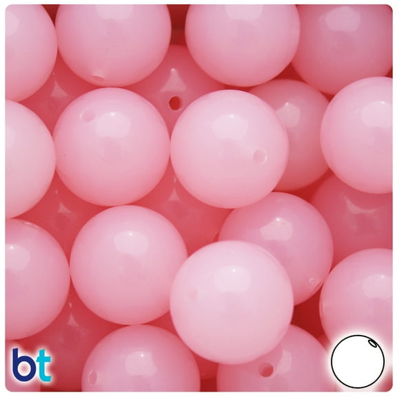 BeadTin Light Pink Translucent 20mm Round Plastic Beads (10pcs)