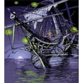 thumbnail image 3 of Ambesonne Pirate Ship Duvet Cover Set, Ghost Vessel Island, Twin, Purple Lime Green, 3 of 3