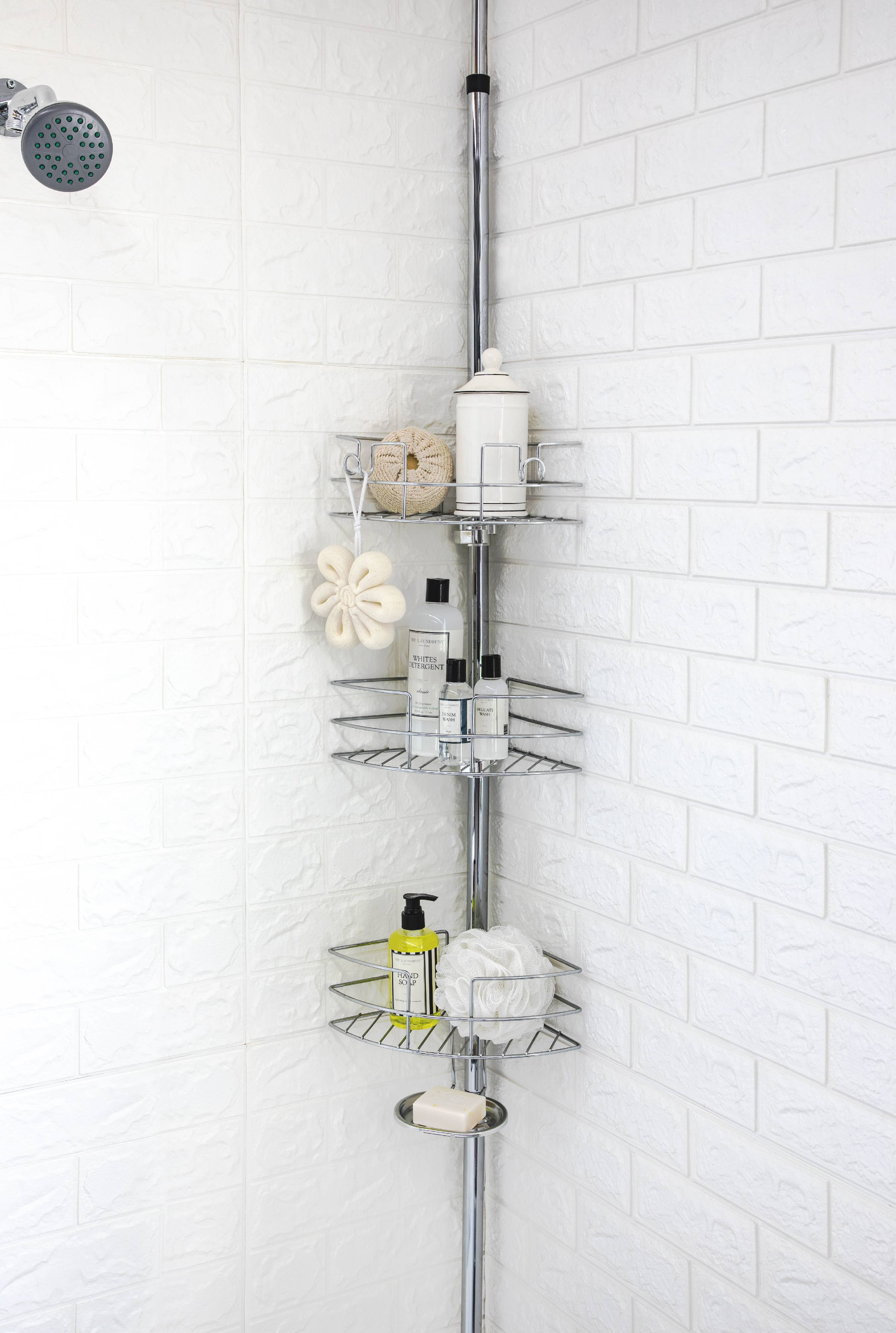 Home Zone Plastic 3-Shelves Adjustable Shelves with Corner Shower