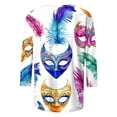 thumbnail image 4 of Cavosen Carnival Work Blouse 3/4 Sleeve Crew Neck Sweatshirt Mask Graphic Lightweight Oversized Pullover Soft Fall Orleans Party Tops, 4 of 5