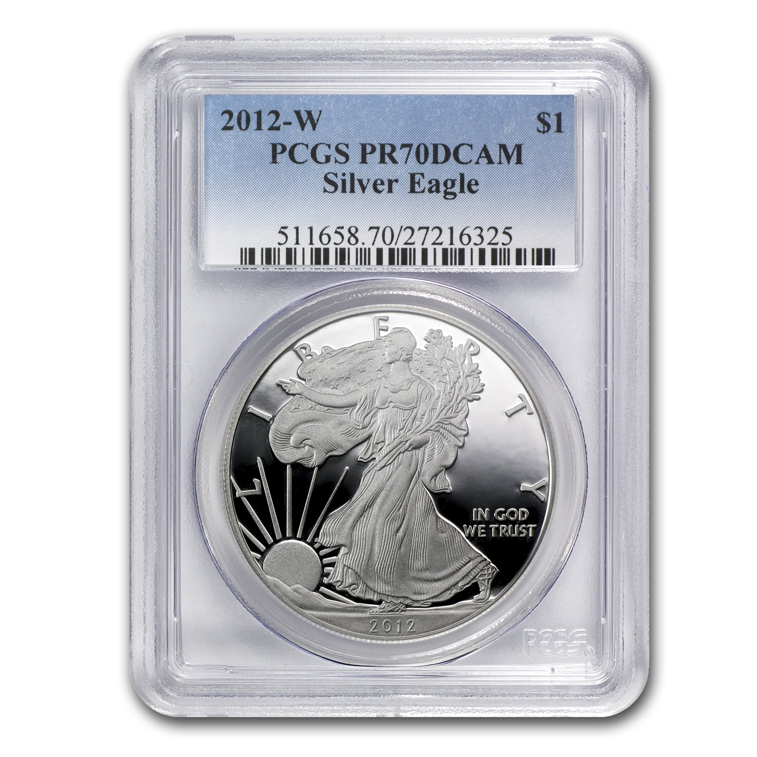 2012-W American Silver Eagle Dollar PR70DCAM PCGS Proof 70 Deep Cameo 