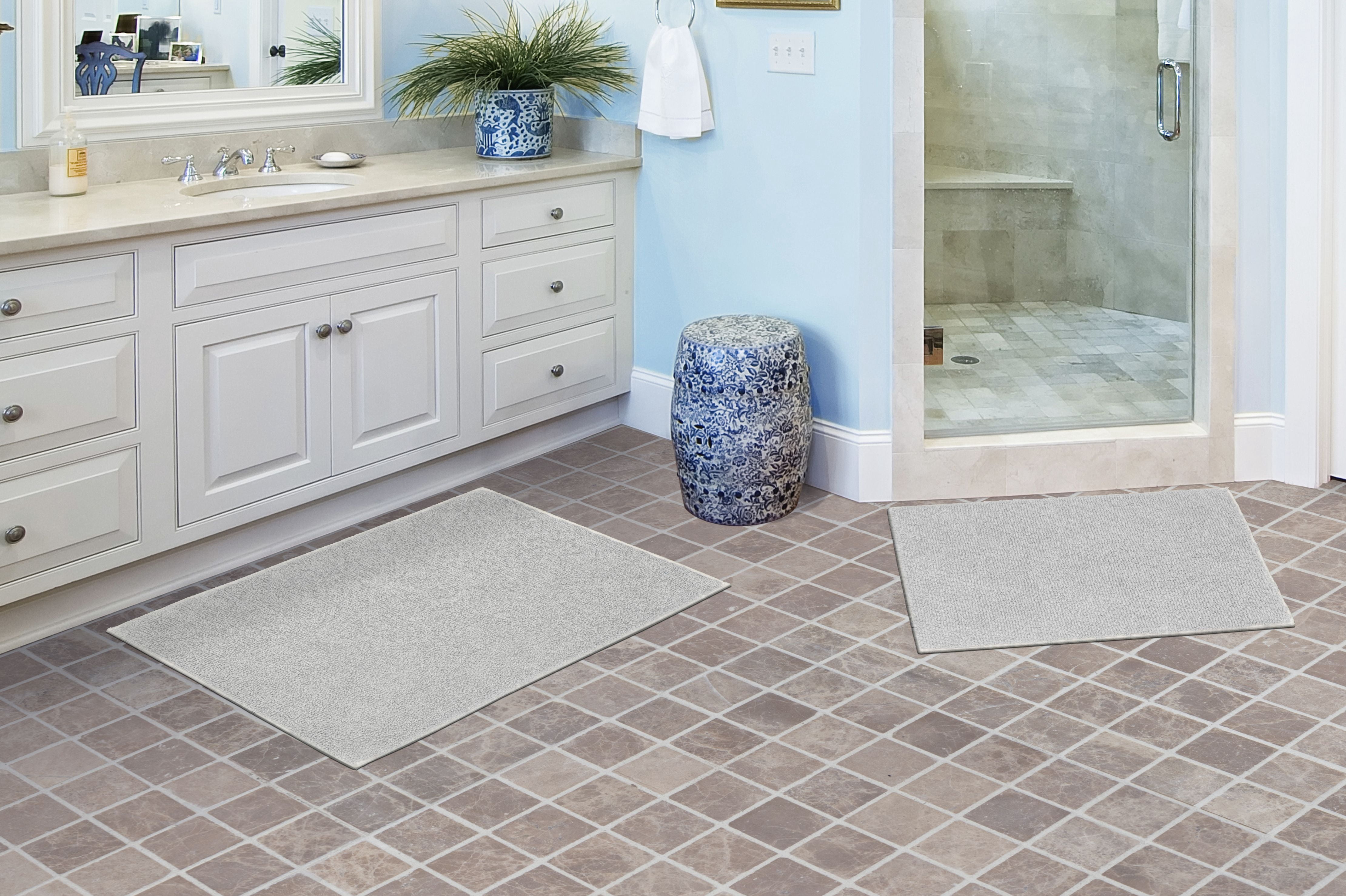 Garland Rug Queen Cotton Washable Bath Rug Set, 2 Piece Set (17"x24" Bath Rug, & 21"x34" Bath Rug) Platinum Gray