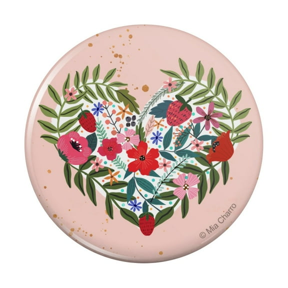 Flower Heart Love Valentines Day Pinback Button Pin