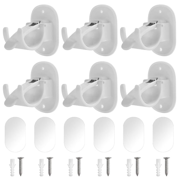 WINDLAND 6 Heavy Duty Adhesive Mounts For Curtain Rod No Drilling Required Rod Holders