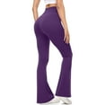 thumbnail image 5 of QATAINLAV Gifts for Girls Womens Flare Leggings Tummy Control Crossover High Waisted Stretchy Yoga Pants Wide Leg Gym Workout Leggings Purple XL, 5 of 9