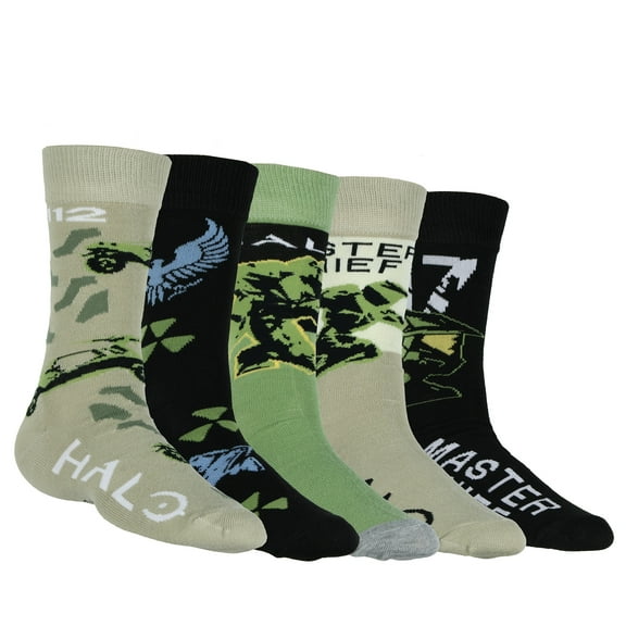 Halo Socks Men's Master Chief Military Game 5-Pair Pack Mid-Calf Crew Socks