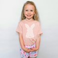 thumbnail image 3 of Bunny Checkered Tshirt for Girls Easter Tee Shirt Cute for Girls Easter Outfit Peach Shirt Youth Medium, 3 of 4