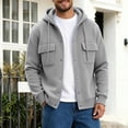 thumbnail image 2 of Fengqque Men's Hooded Color‑Block Jacket Drawstring Full Zip Long Sleeve Casual Outerwear with Chest Pockets Gray XL, 2 of 7