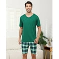 thumbnail image 5 of BEOEOSY Matching Couples Pajamas Soft Mens Pjs Short Sleeve Shorts Set Casual V Neck His and Her Pajamas Lounge Set (Green-Men,m), 5 of 7