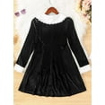 thumbnail image 3 of Kids Girls Dress Coat Patchwork Turn-Down Collar Long Sleeve Fall Princess Dress, 3 of 8