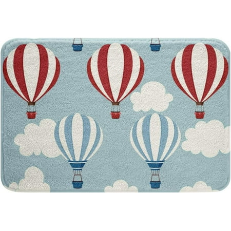 

Red Blue Stripes Bath Mats Hot Air Balloon Bathroom Mats Rugs Sky Clouds Rug Carpets Floor Mat Bathroom Decorationsches for Kitchen Bedroom Door Mat 20x32 Inch
