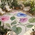 thumbnail image 2 of Outdoor Rug 3x5 ft Blue Pink Flowers Waterproof Outdoor Patio Rug Mat Non Slip Outside Area Rugs Carpet for RV,Camping,Porch,Deck,Pool,Balconybackyard,Rustic Beige, 2 of 9
