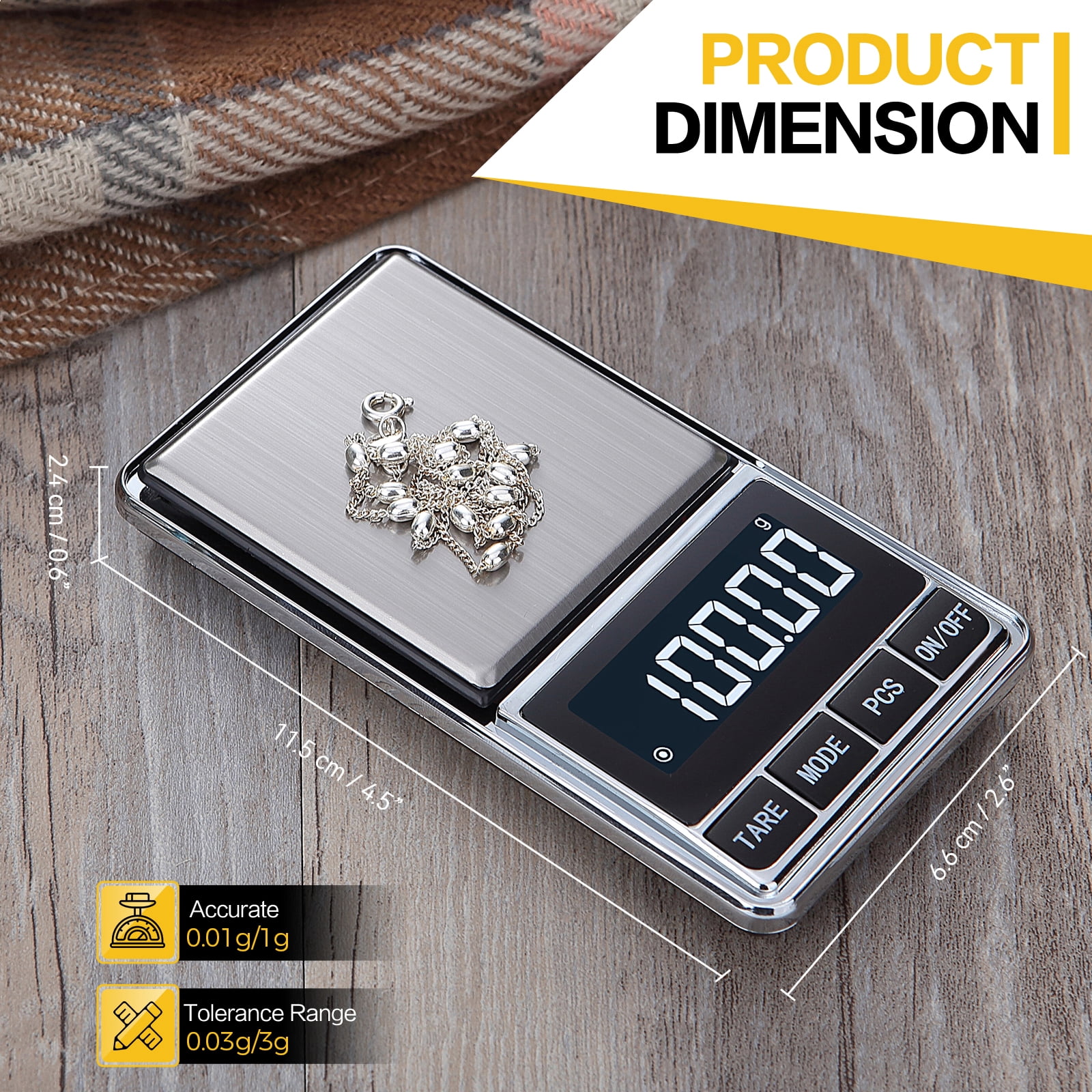 Egoelife Pocket Scale 500g/0.01g High Precision Scale Portable Digital Kitchen Scale Pocket Scale for Gold Jewelry Food Scale Mini Gram Scale with Large Backlit LCD Display Battery Included