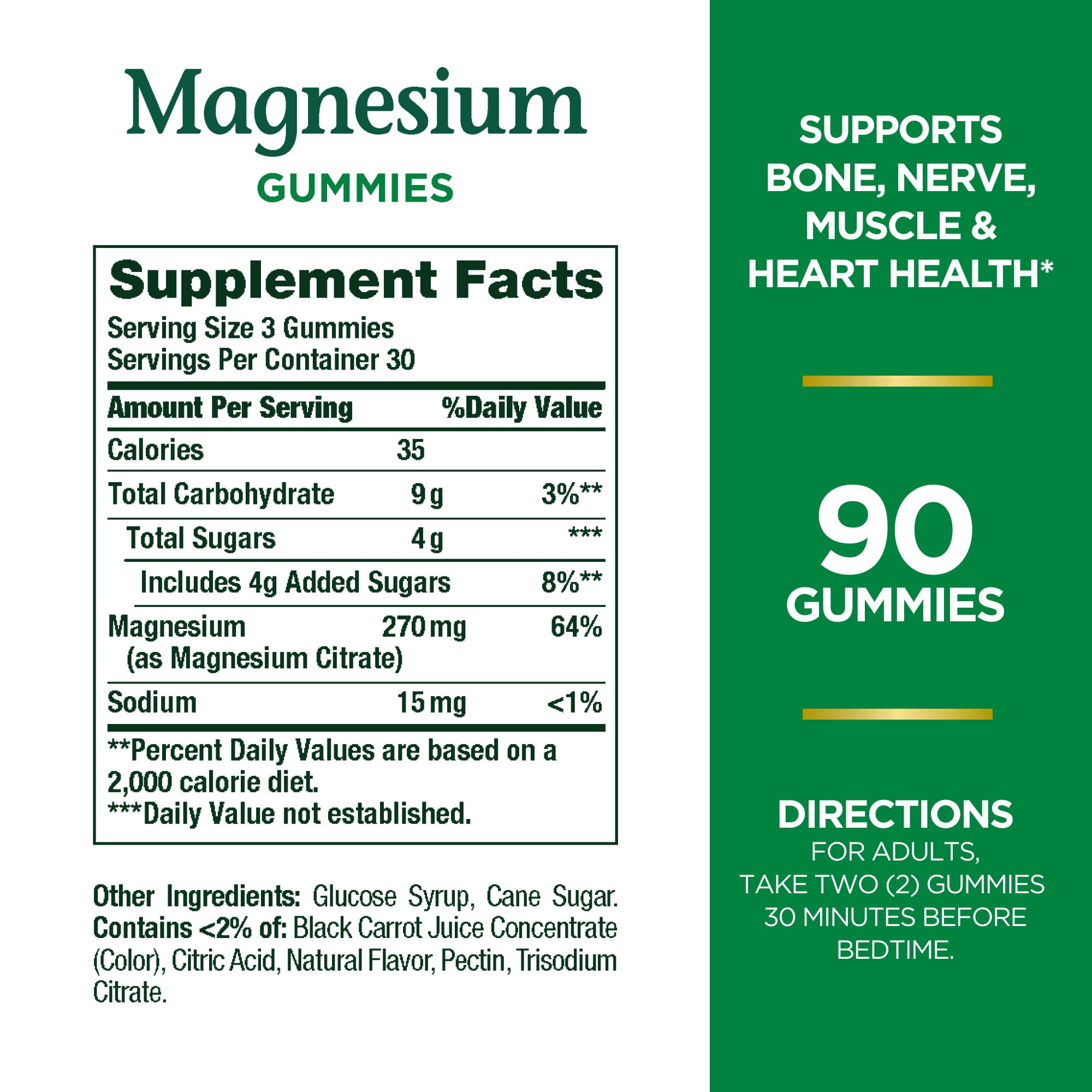 (3 pack) Nature’s Bounty® Magnesium Gummies, Magnesium Citrate 270mg, Raspberry Gummies, 90 Count