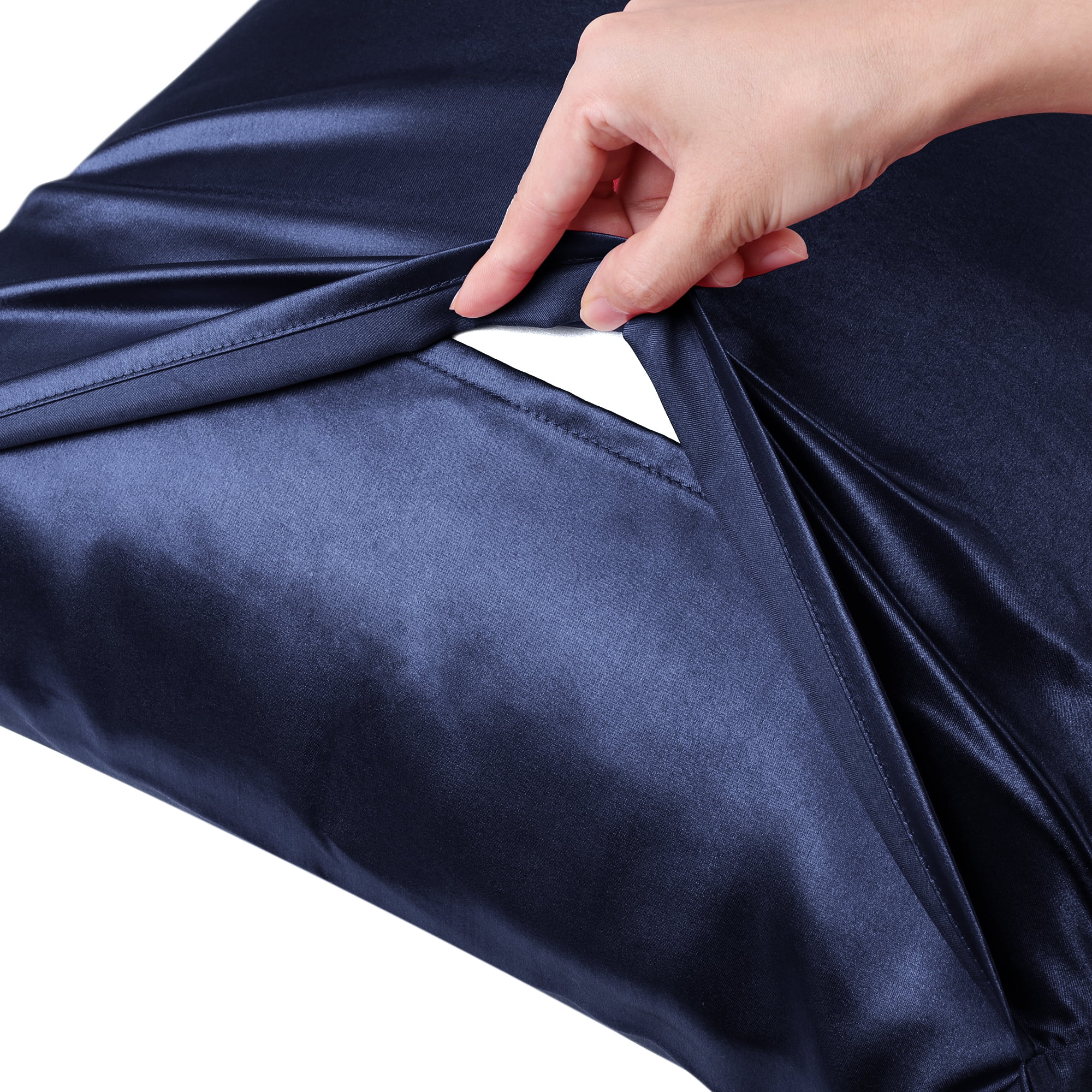 Unique Bargains 1 PC Satin Envelope Closure Body Pillowcases Navy 20"x54"